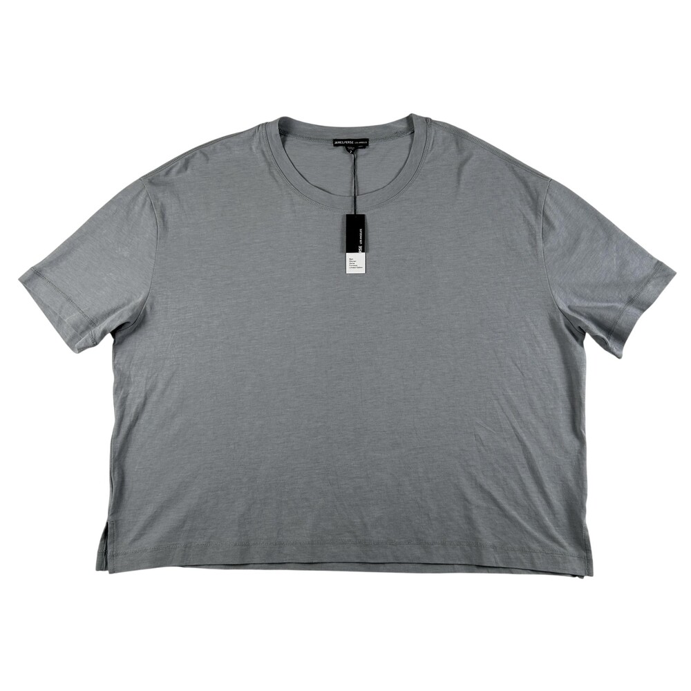 James Perse Shirt Womens 2 Luxe Lotus Crew Neck Short Sleeve Basic Cotton Tee